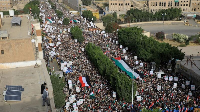 تظاهرة حاشدة في صعدة شمالي اليمن نصرةً لفلسطين وتضامنًا مع غزّة