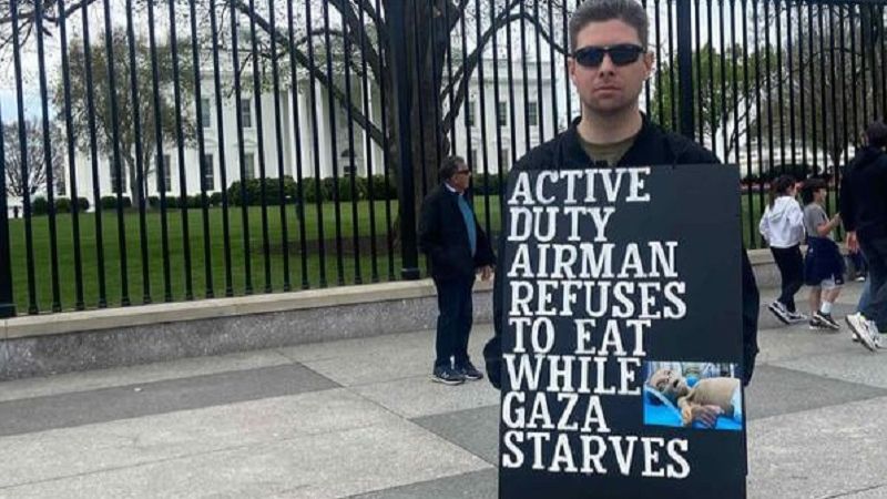 طيار في الجيش الأميركي يواصل إضرابه عن الطعام احتجاجًا على الإبادة في غزة